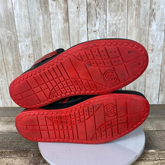 Gucci Authentic Black/Red Leather Praga Karibu High Top Sneakers Size 11.5 G - Picture 13 of 14